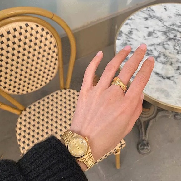 LAST2 Gold Plated Snake Herringbone Soft Chain Wrap Ring - Picture 6 of 13